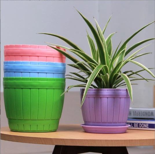 Wholesale Imitation Wooden Barrel Basin Thickening Creative Plastic Plant Pot