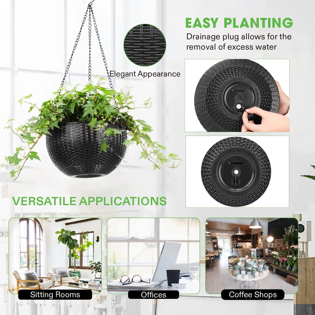 Plastic Self-Watering Hanging Planters for Home Garden